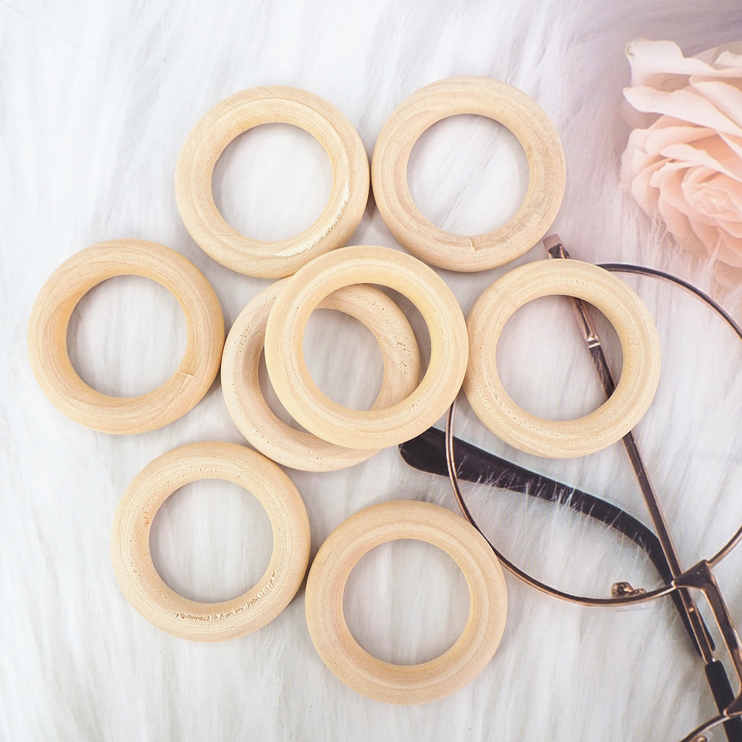Fine Quality Eco Friendly 70mm Natural Maple Wooden Teeth Ring Teether Kids Toy Ornaments Accessories Baby Wood Ring