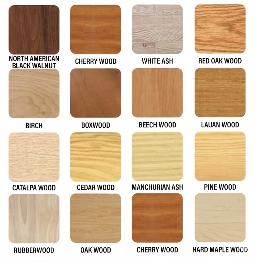 Available Custom Wood Materials Selection