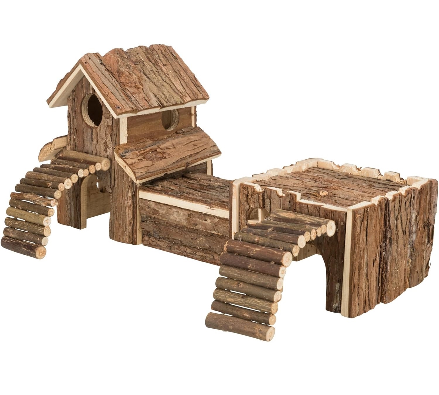 Wooden Hamster Mouse Toy Rustic Log Bark Wood Hollow Tree Trunk Hamster Raw Chew Toy
