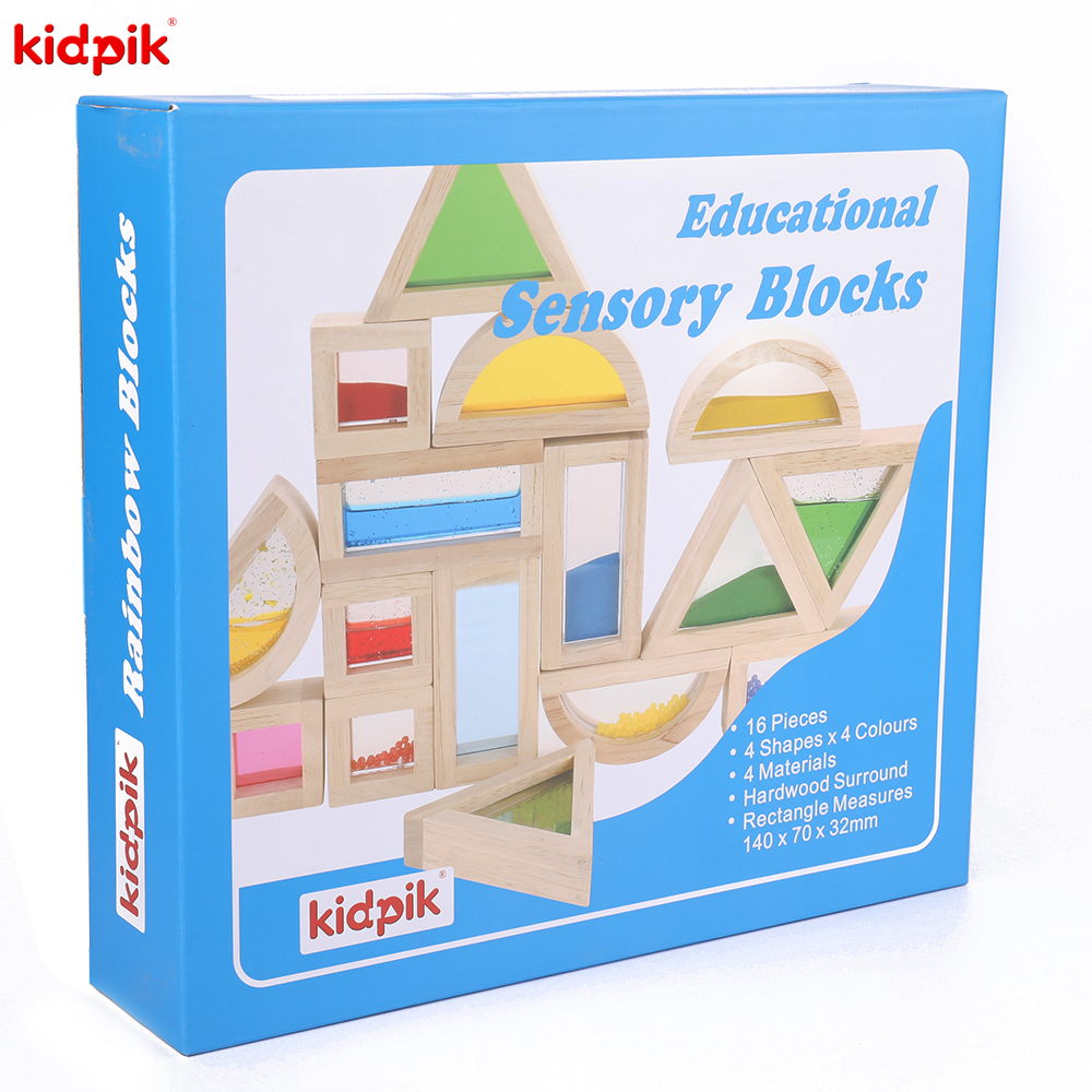 Kidpik 16pcs Preschool Montessori Wood Building Block Multifunctional Learning Resources Early Educational Toys for Kids Toddler