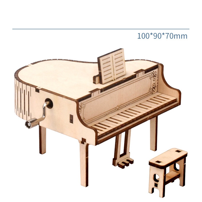 New Arrival DIY Music Box Wooden Model Puzzle Music Box Children's Birthday Gift Talent Development Toys