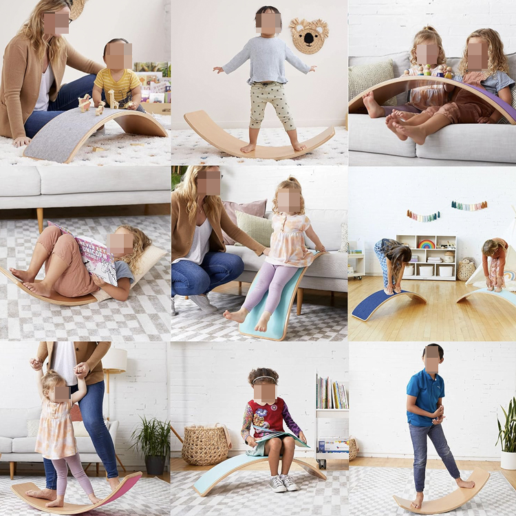 Kids Board Curved Wooden Balance Board Toy Natural Wood Seesaw for Toddlers Kids