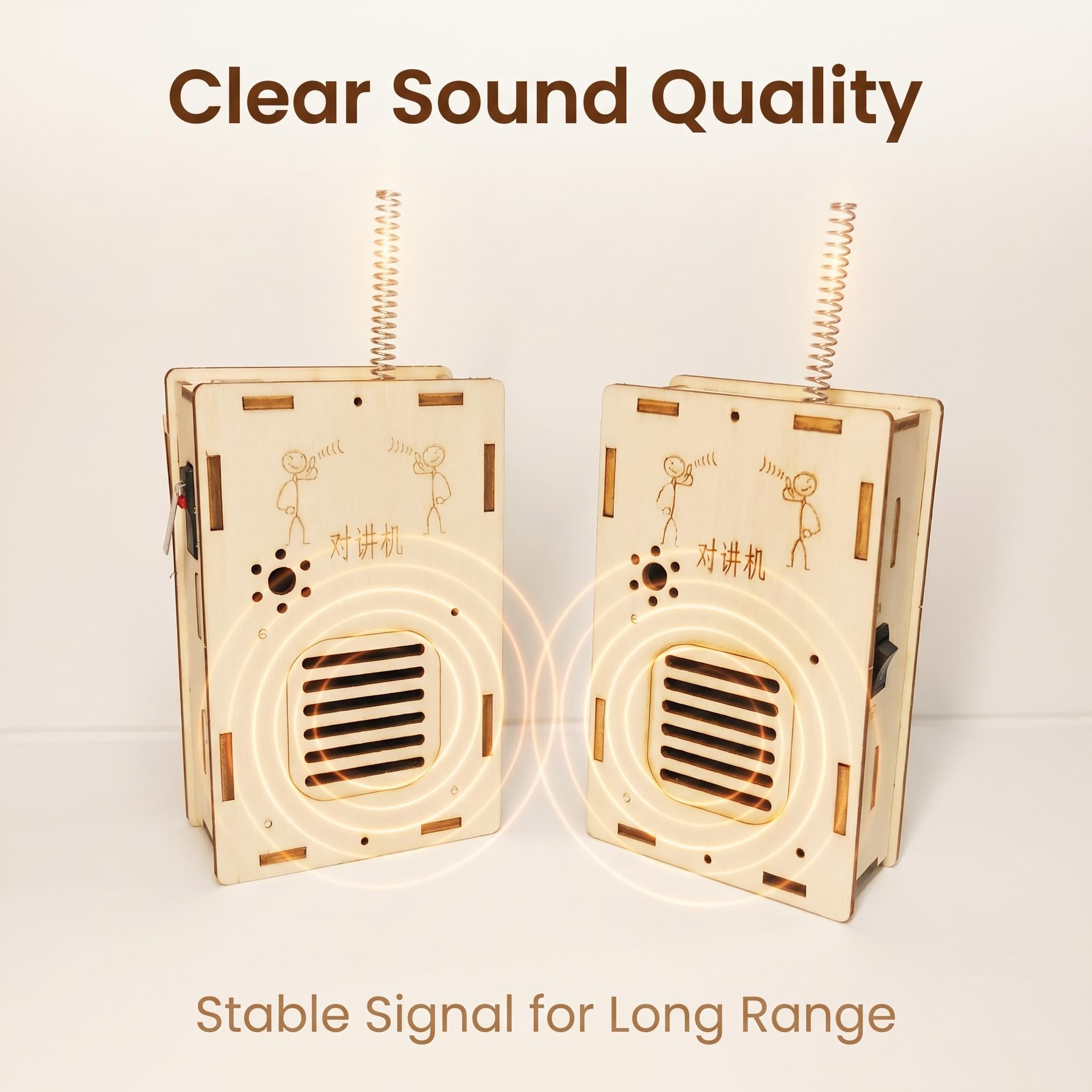 Wholesale Kids DIY Walkie Talkie Toy Cartoon Portable Outdoor Interactive Wooden Educational Toy for Kids