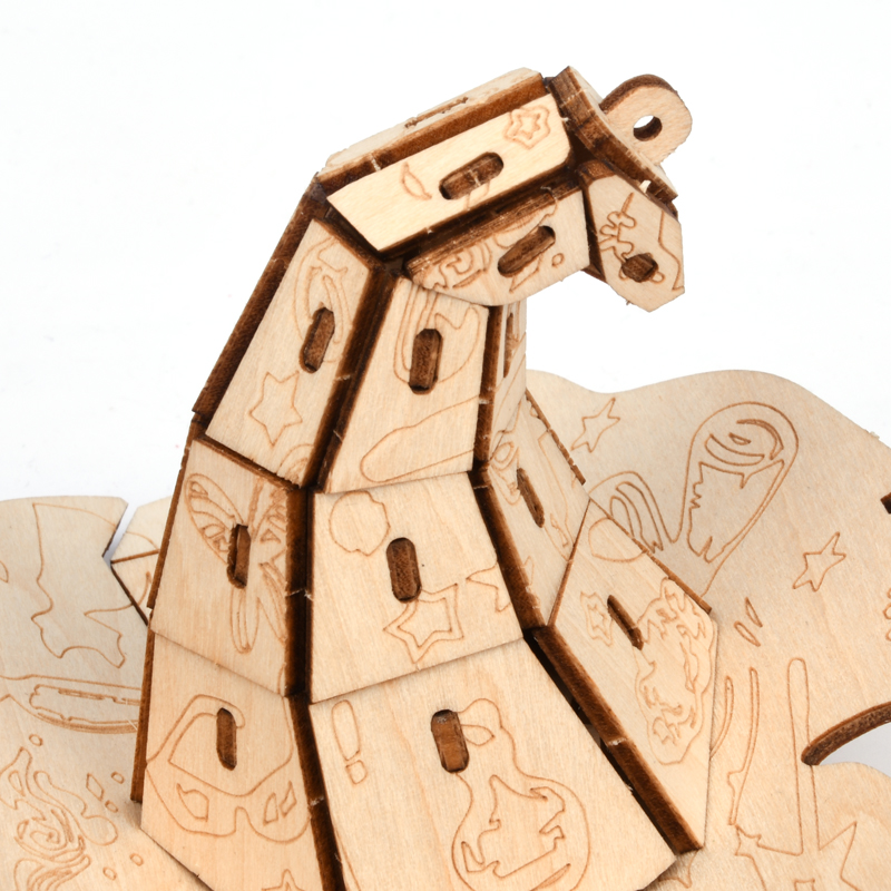 3D Wooden Puzzle Wizard's Hat High Quality Laser Cut 3D Wood Puzzle Kids' Educational DIY Cartoon Toy Gift 51~100 Pieces 2 Stars