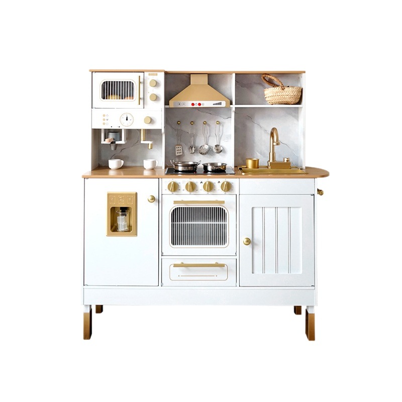 New Design Baby Play Home Wooden Kitchen Toys Set with Coffee Machine Factory Sale Educational Kids Pretend Play Cooking Toy Set