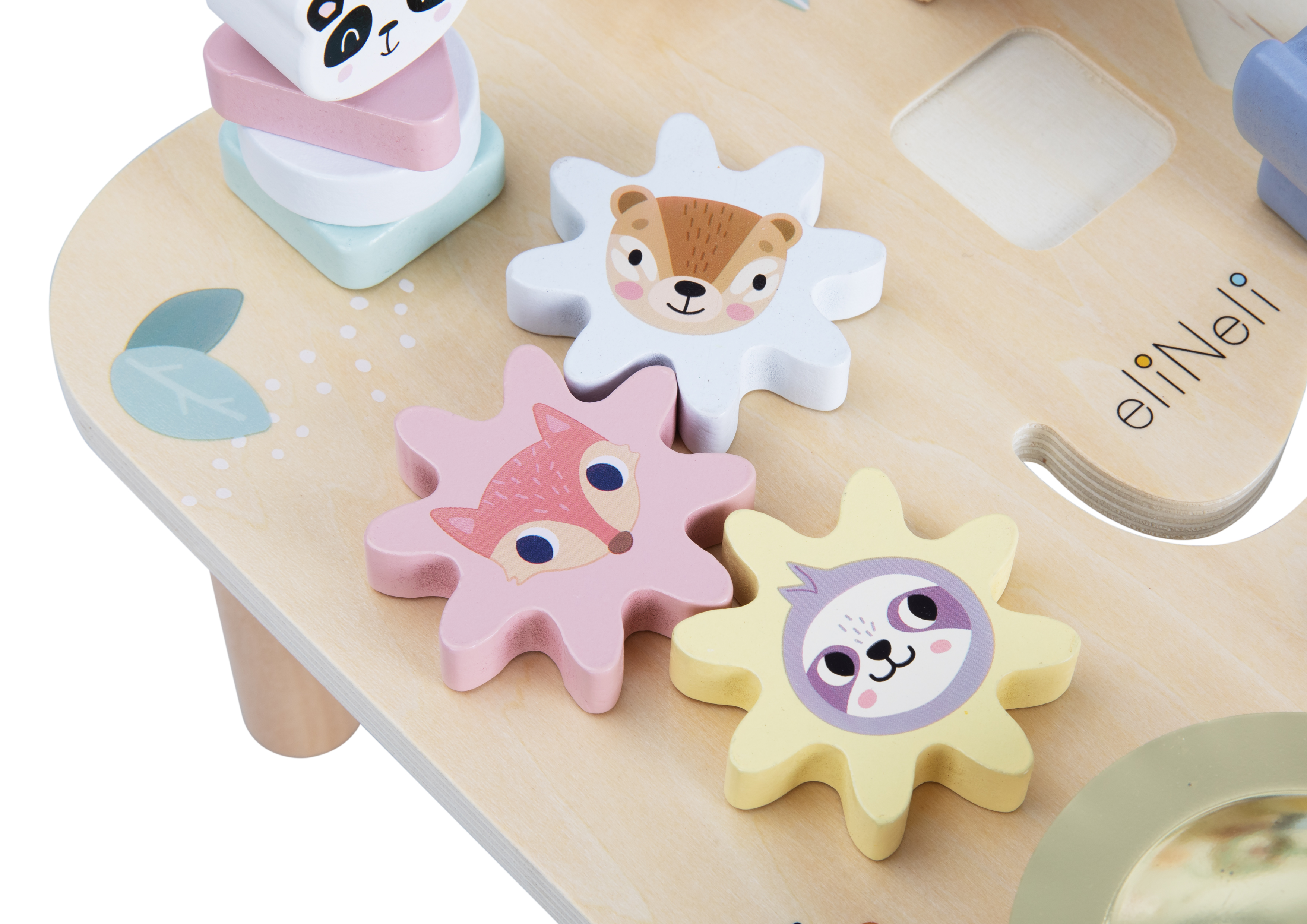 Children's Wooden Activity Table Game Toy Music Beaded Gear Animal Multifunction Table Play Toy
