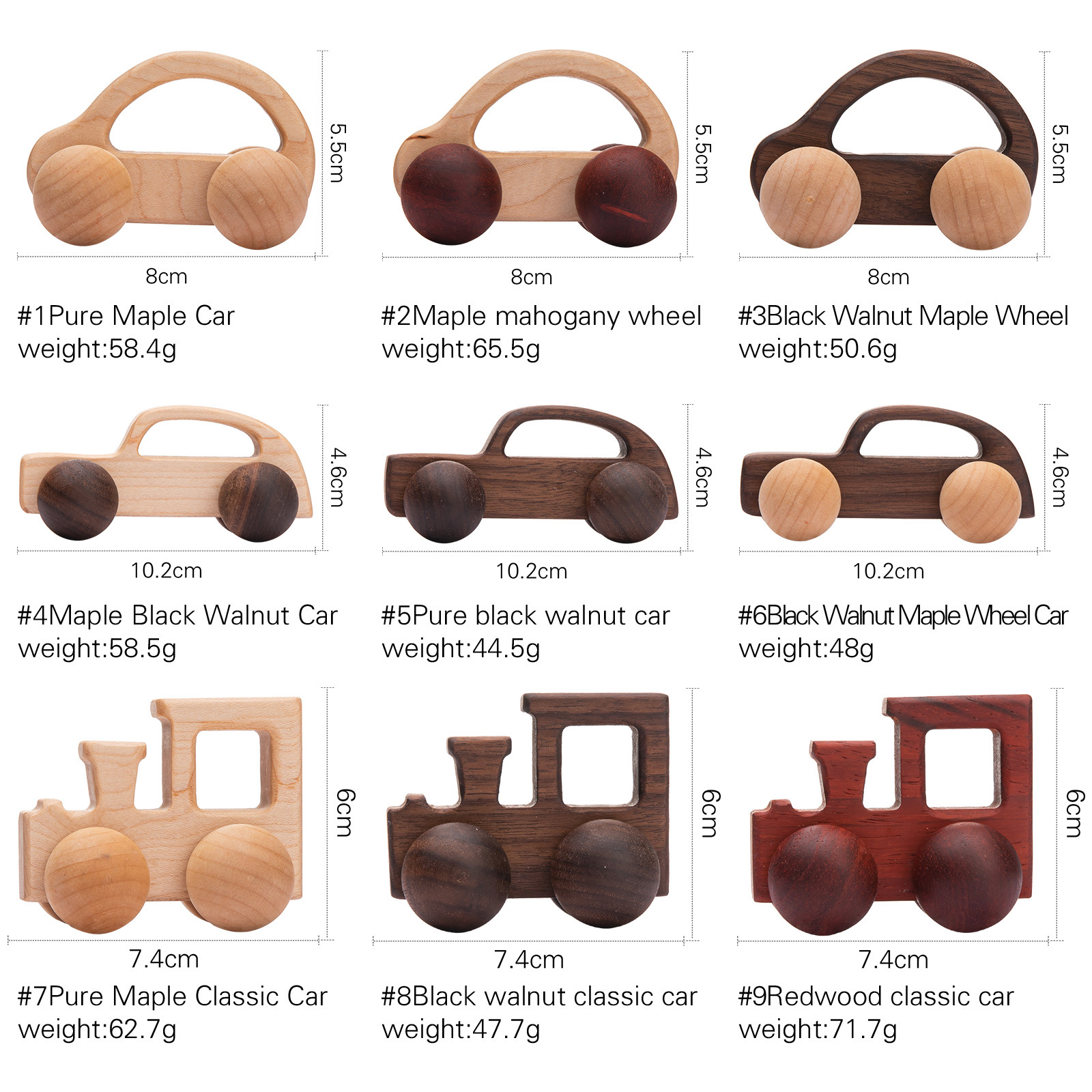 Walnut Wooden Mini Car Children's Early Education Puzzle Toy Infant Trolley Natural Wood Car Promotional Toys