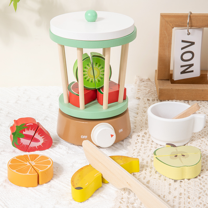 Wooden Kid Kitchen Toys Set with Bread Coffee Juice Maker Models-Packaged in Box