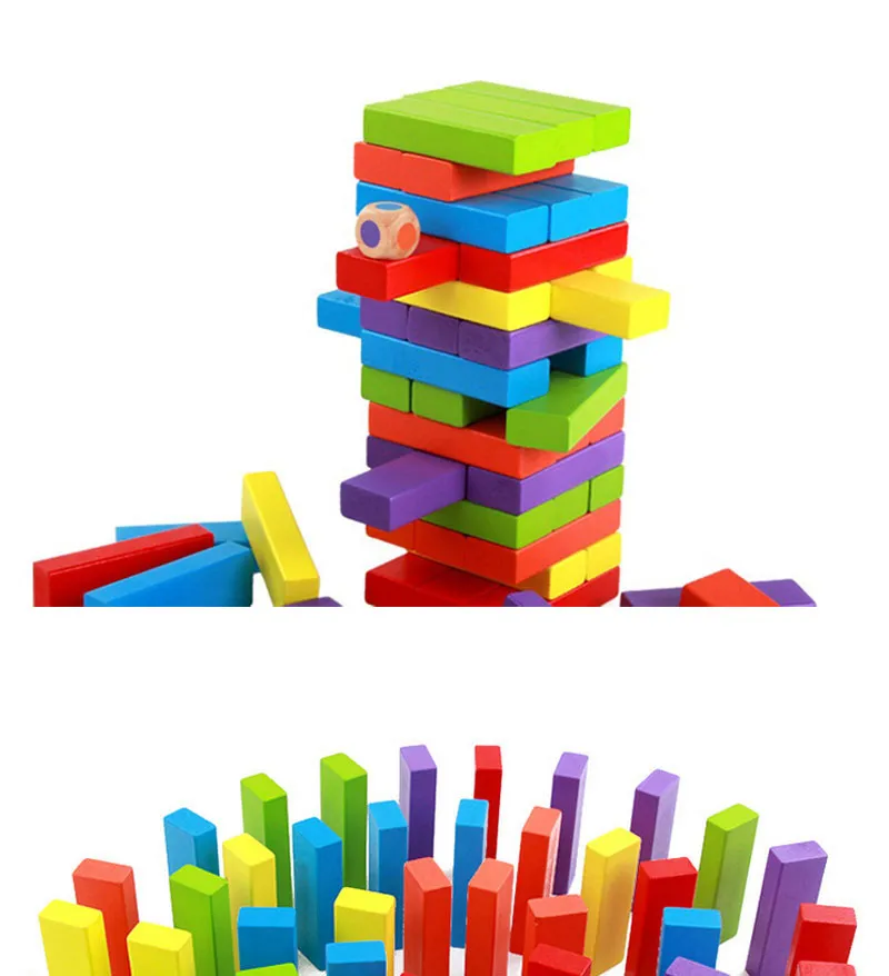 Wooden Toy Tumbling Tower Brick Building Game Toppling Blocks