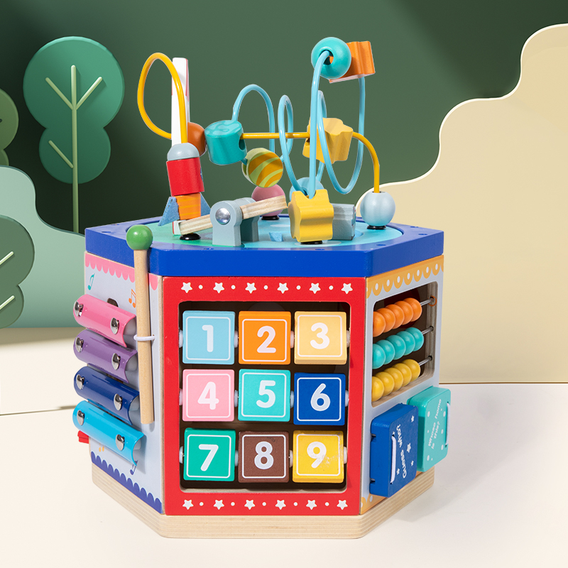 Wooden Activity Cube Baby Walker Learning Walker Activity Center Early Educational Push Pull Toys Baby Toddler Boys Girls