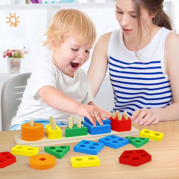 Montessori Toys Wooden Learning Puzzles Shape Sorting & Stacking Toys for Toddlers and Kids Preschool