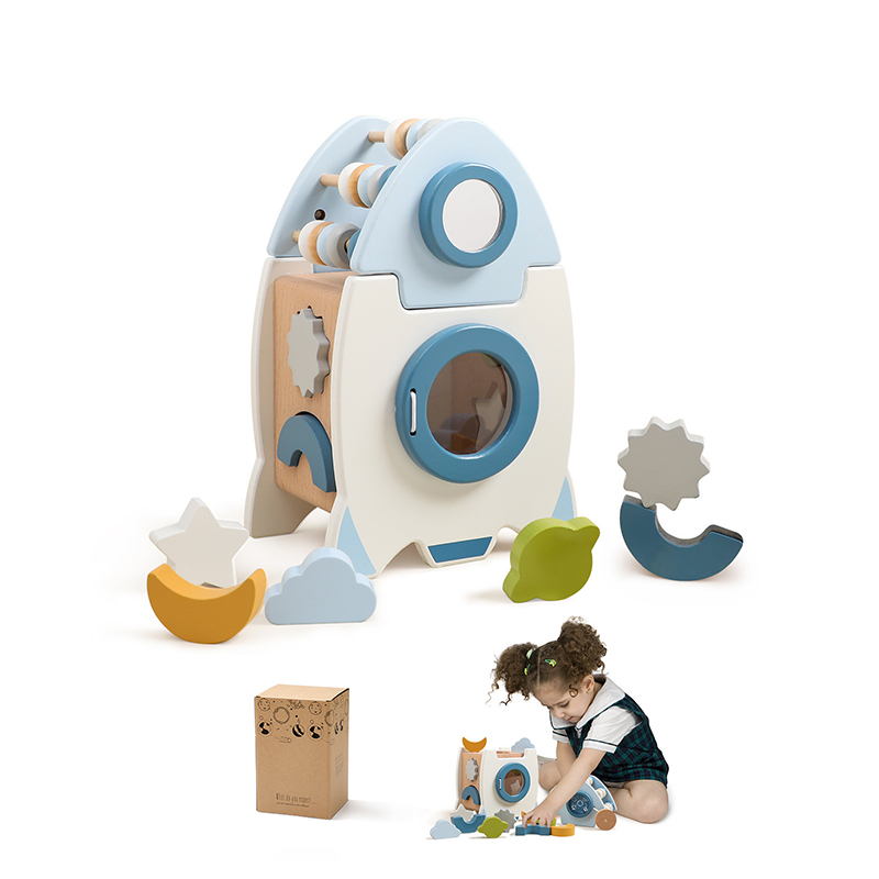 Wooden Space Rocket Early Toys for Kids Safe Montesorri Children Educational Manipulative Toys Activity Learning Bab