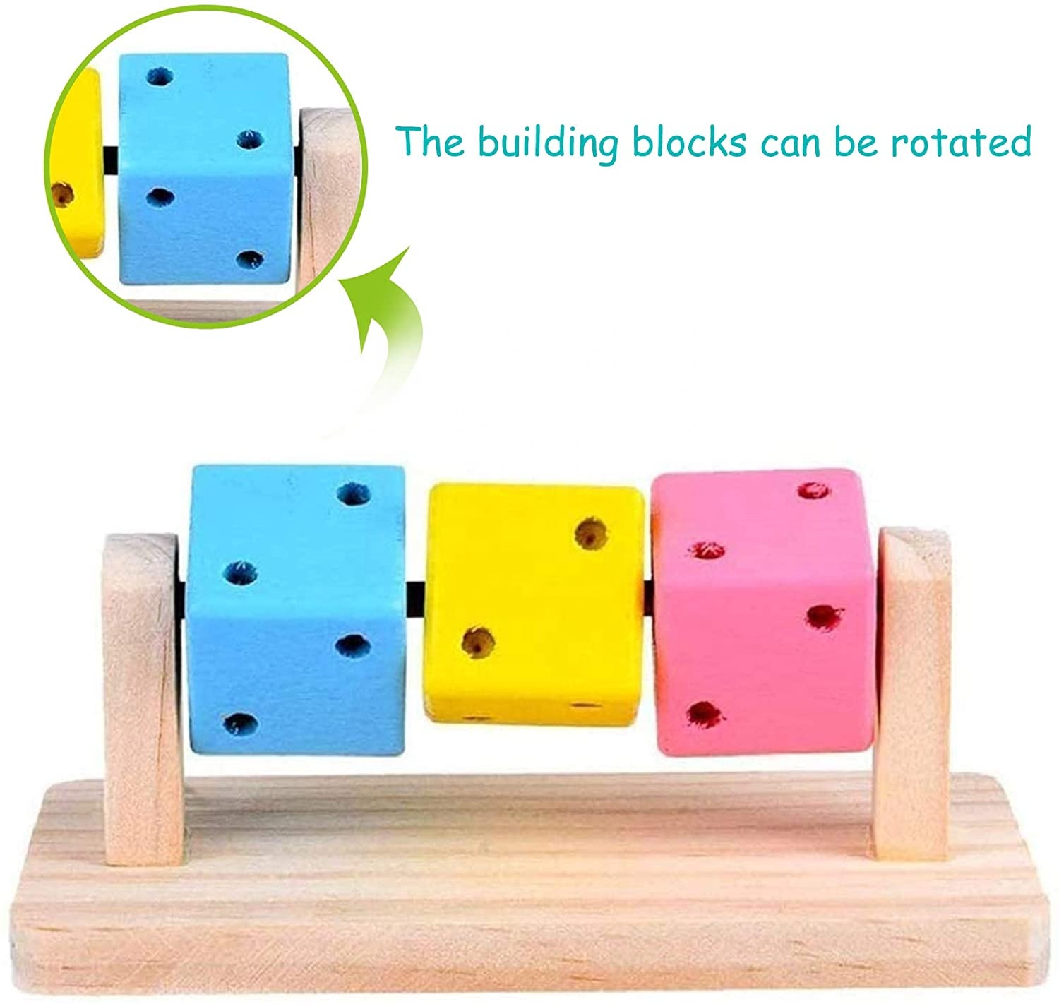 Hamster chew toys, natural wooden molar toys, colorful wooden blocks suitable for intelligent training and play of small animals