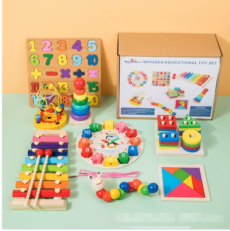Customized Wooden Baby Intellectual Development Toys Music Xylophone Funny Hand Knock Montessori Education Toy Set for Kids
