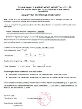 Kiln Drying Certificate