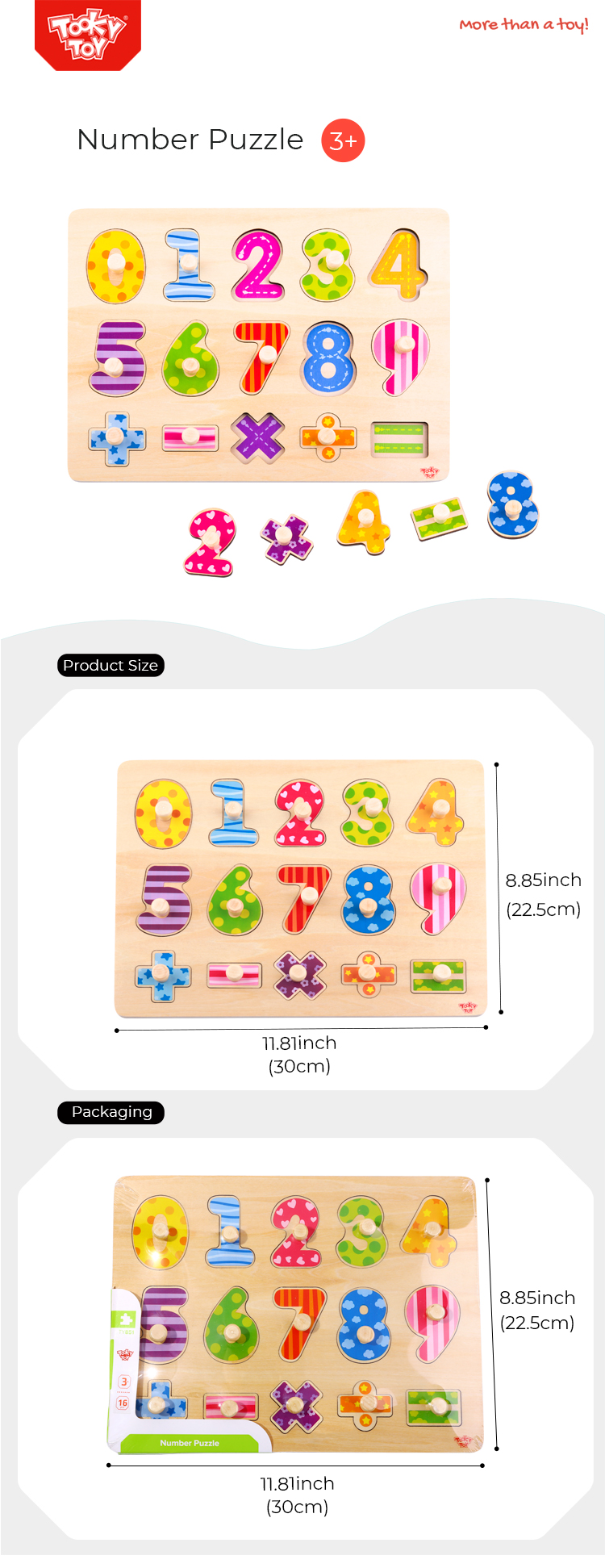 Toddler Educational Toys Puzzle Number Jigsaw Wooden for Kids Wood