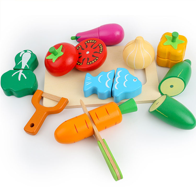 Diy Role Play Kids Pretend Preschool Game Kitchen Wooden Fruit Cutting Toy