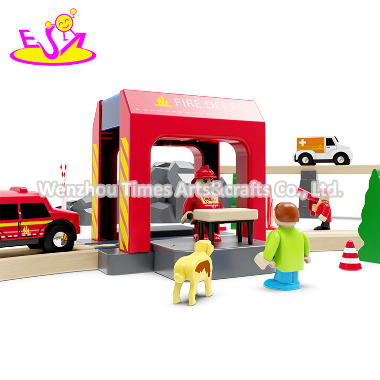 Hot Sell 70 PCS Firefighting Wooden Toy Train Set for Kids W04c240