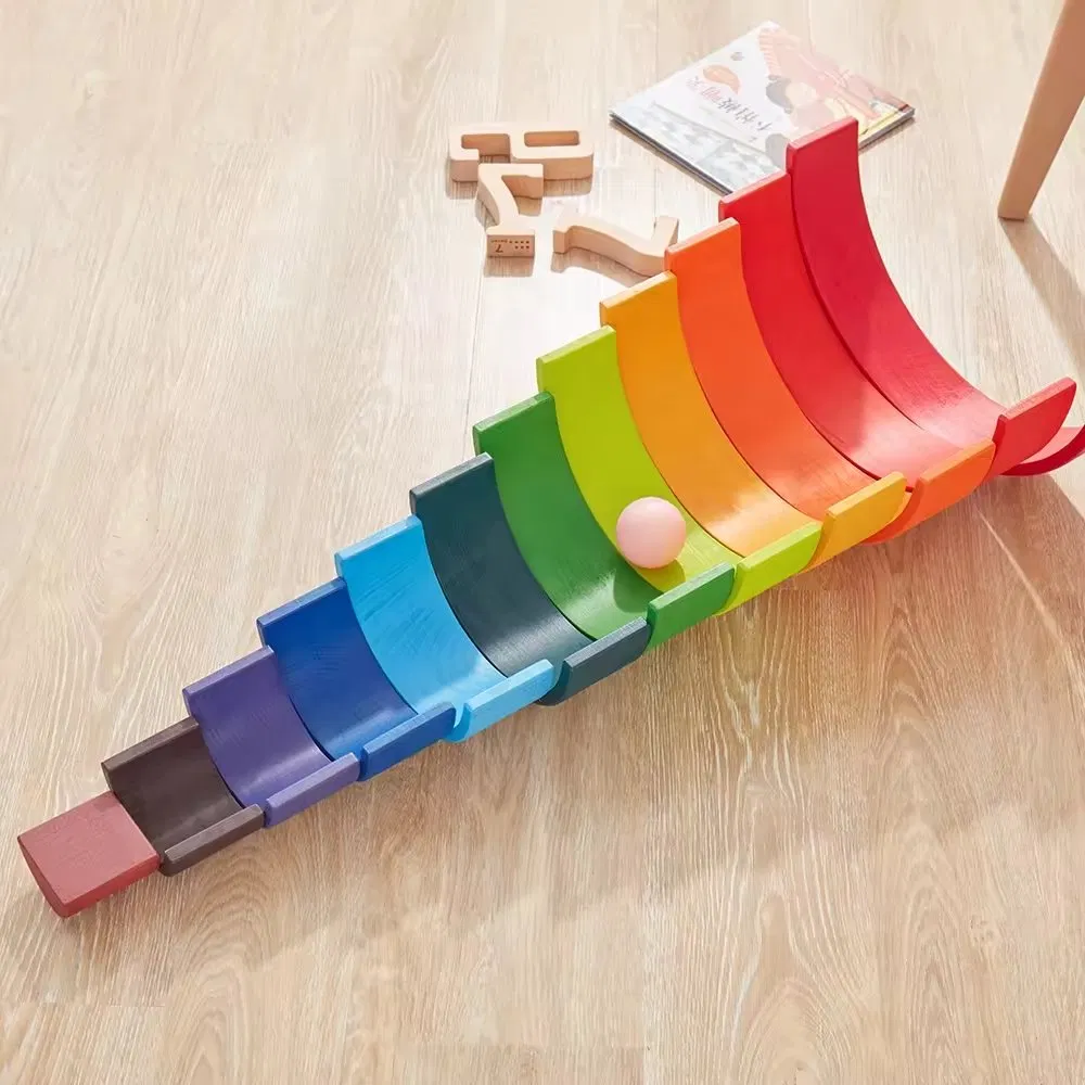 B2b Boori Only Children's DIY Wooden Construction Building Blocks Educational Rainbow Toy for Kids