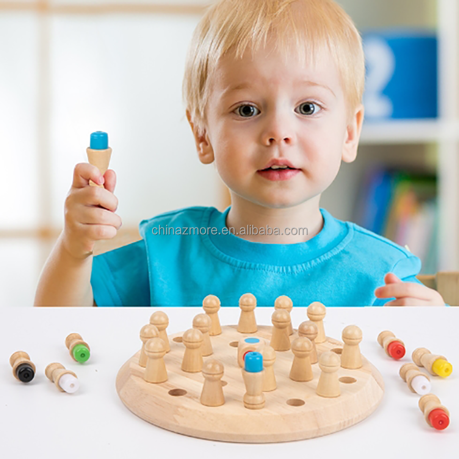 2024 Kids Toy Match Sticks Board Game Children Color Sorting Logical Thinking Training Wooden Memory Chess Game