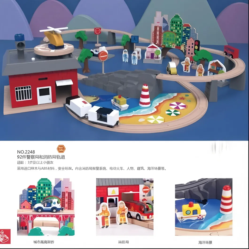 2026 Wholesale Chirstmas Kids Railway Electric Toy Wooden Model Mini Train Set
