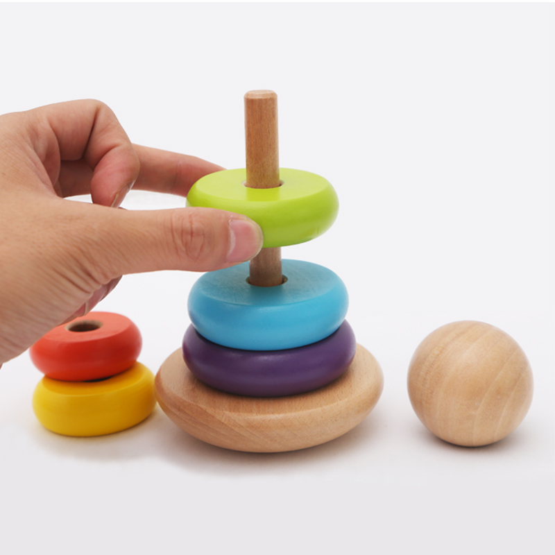 Montessori Wooden Giraffe Beads Walking Shape Matching Rainbow Stacking Set Educational Toy for 5 to 7 Years Old