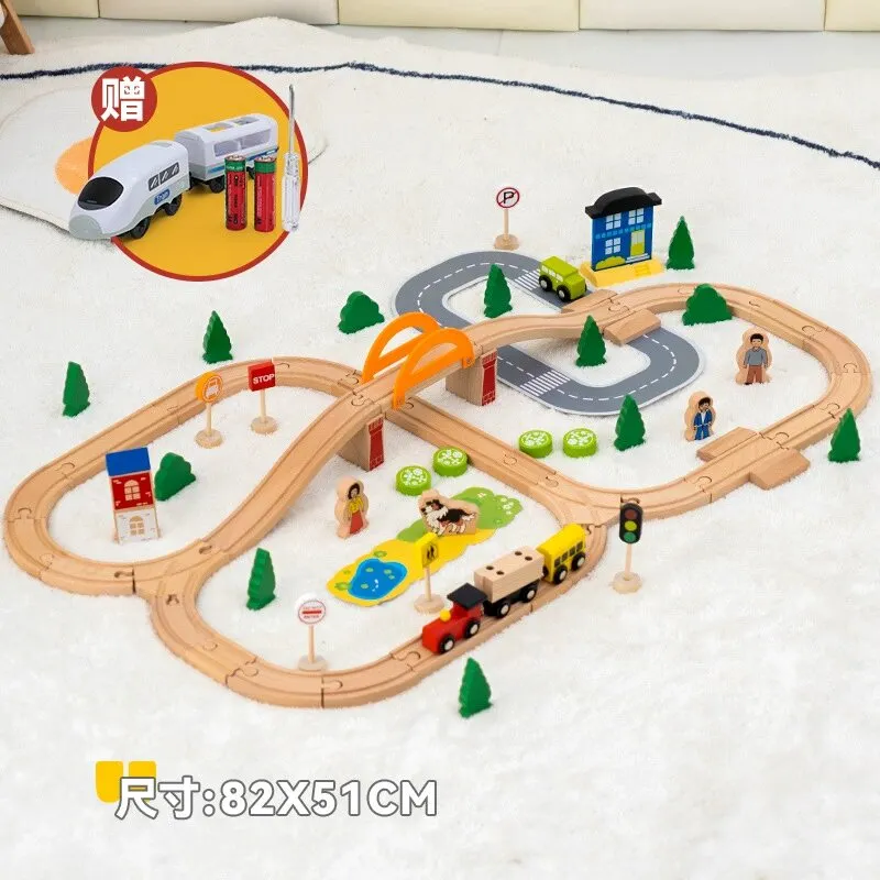 2025 Wholesale Christmas Kids Railway Wooden Electric Toy Model Mini Train Sets
