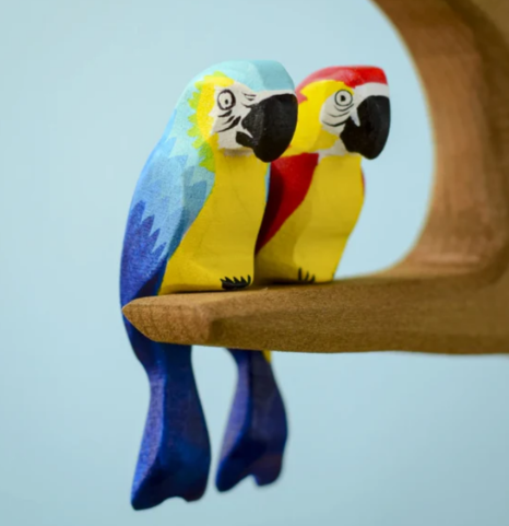 Wooden Carved Parrot Animal Toy Creative Wooden Parrrot Animal Decoration