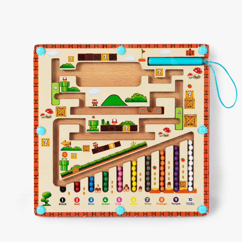 Montessori Wooden Unisex Educational Games for 4-6 Year Olds Bead Sorting Maze Toy Cognitive Number Logic Thinking Challenges