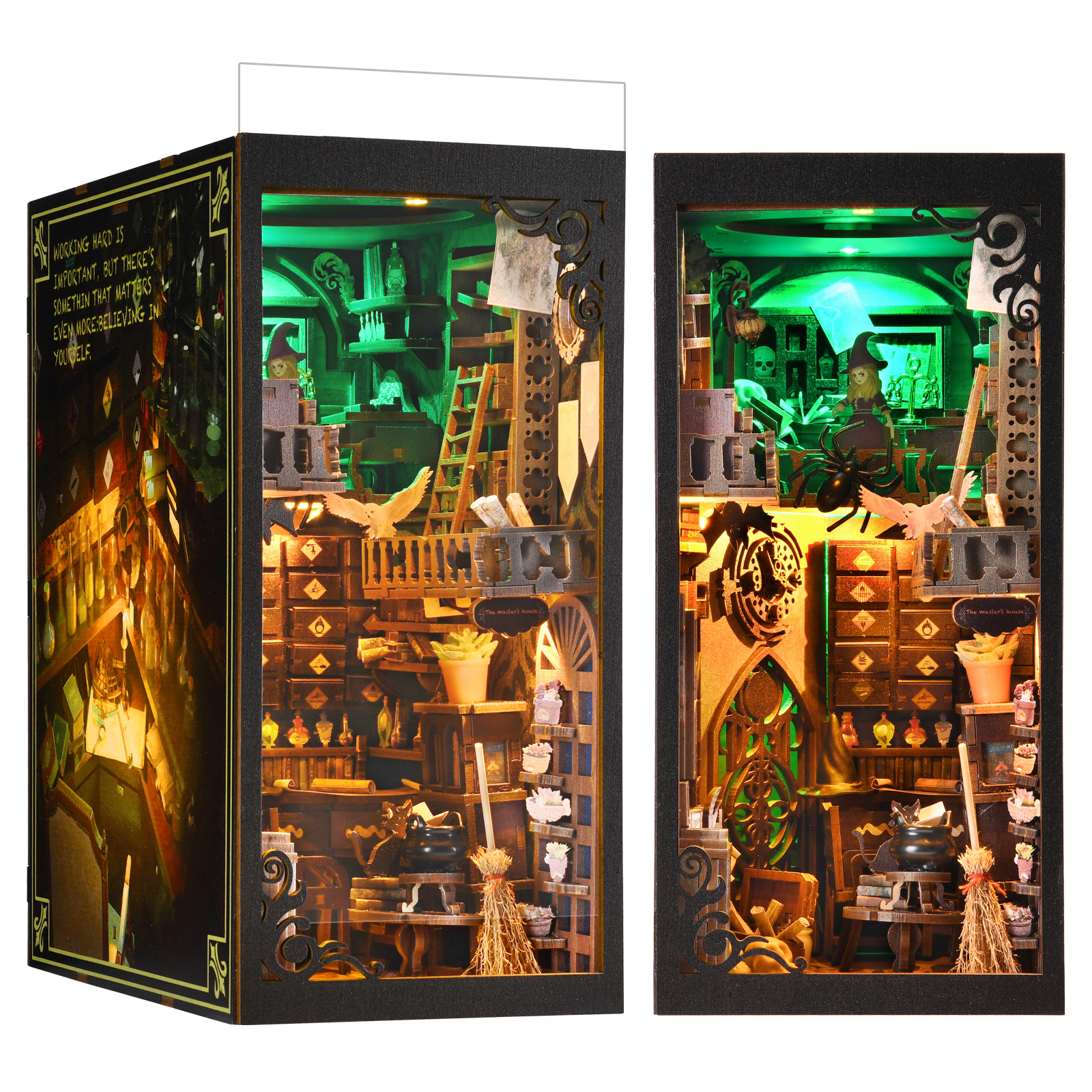 DIY Book Nook Kit &amp; Wooden Doll House Set - Miniature House Architecture Kit with Doll Furniture for Creative Display