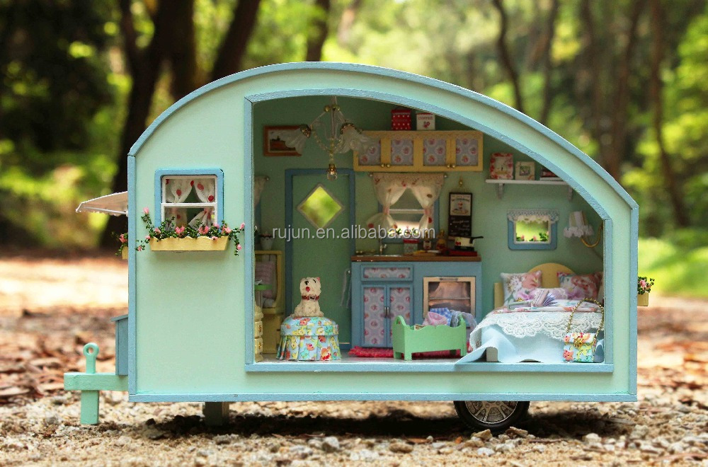 CUTE ROOM Diy Dollhouse Wooden Toys Travel car house model Time travel