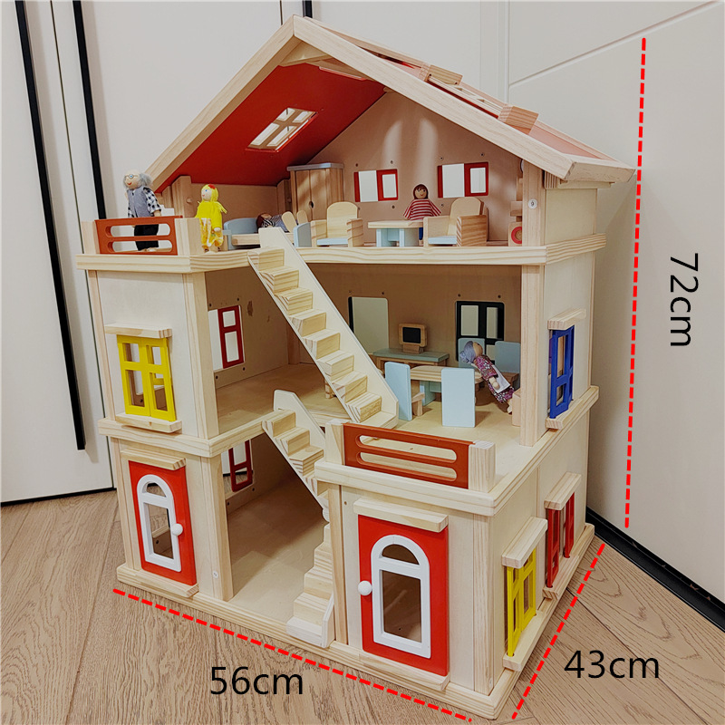 Crystal Unisex Wooden Kitchen Toys Set Play House DIY Cottage Princess Villa Disassembly Doll House Toy for 3-6yrs