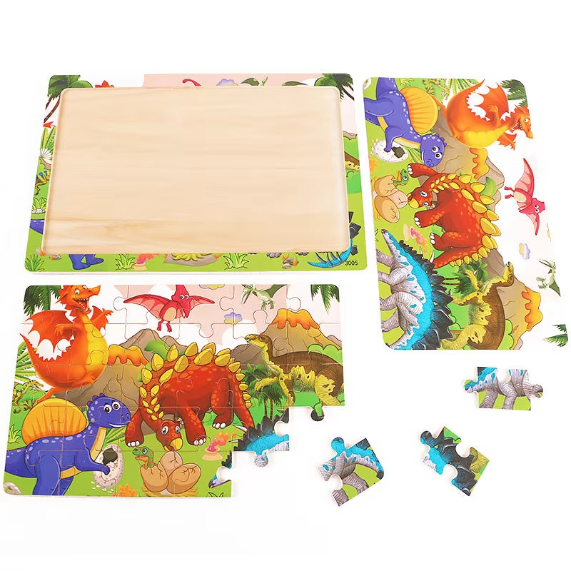 New Arrival 30 Pieces Wooden Jigsaw Puzzle Board Montessori Toddler Learning Animal Travel Set Game Toys for Kids Boys and Girls