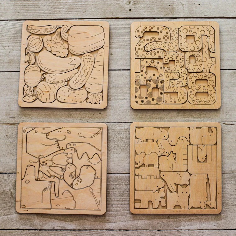 Wooden Animal Jigsaw Puzzle DIY Cartoon Educational Toy for Children's Early Learning with Gift Box Under 50 Pieces