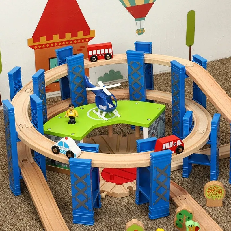 2025 Wholesale Christmas Kids Railway Wooden Electric Toy Model Mini Train Sets