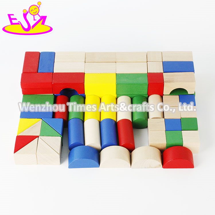 Colorful 80 Pieces Kids Wooden Toy Connecting Building Blocks Best Sale Children Wooden Intelligence Building Blocks W13A137
