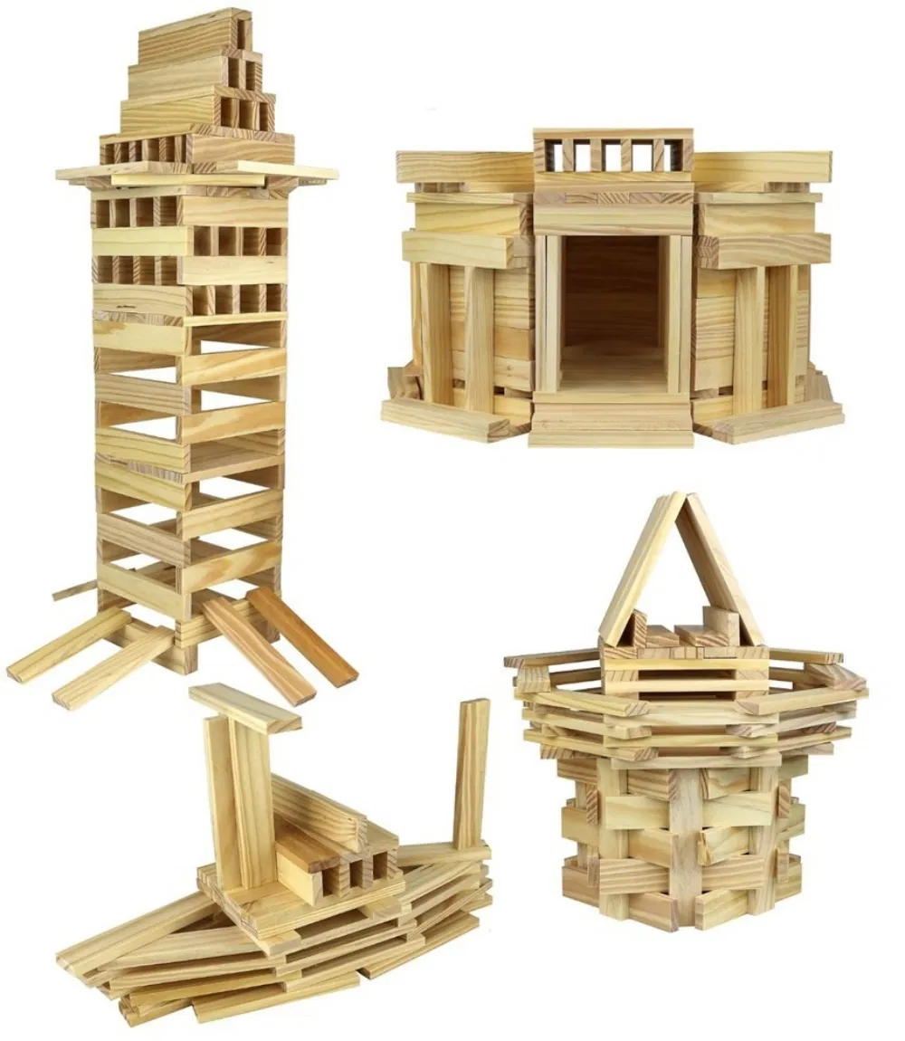 Wooden Toy Gift Set Developmental Construction Natural Building Blocks