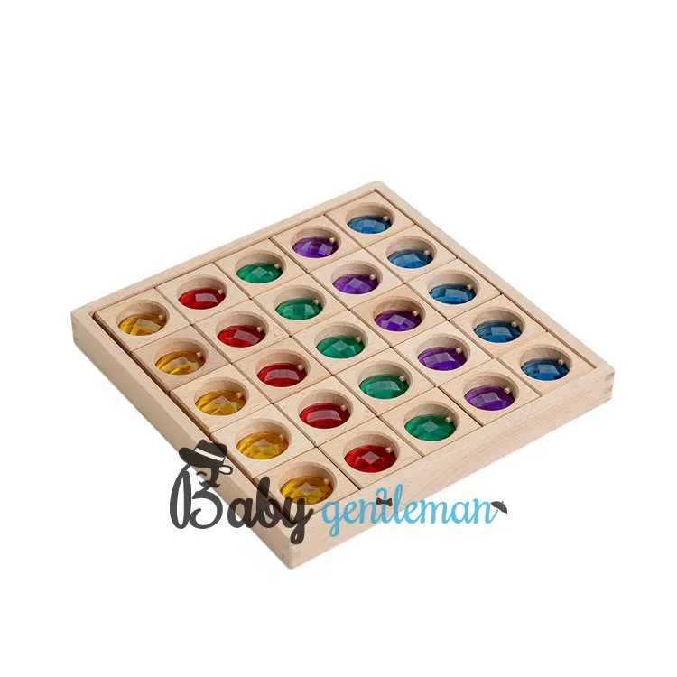 Large Particle Transparent Gem Building Block with Wooden Box Z13376D