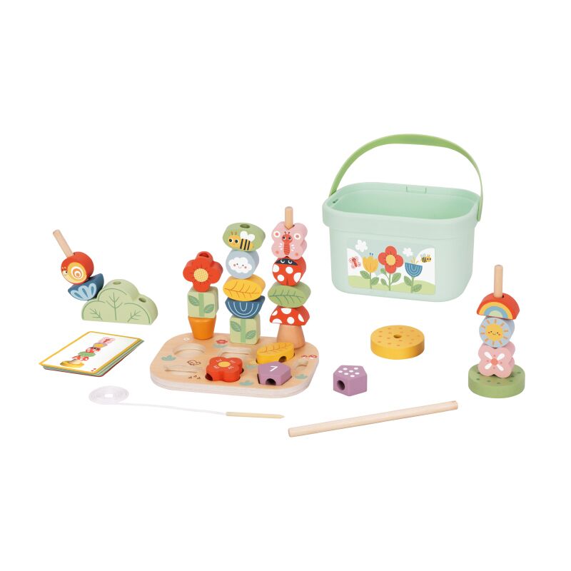 Wooden Garden Stacking Set Animal Lacing Toy Sensory Shape Sorting Montessori Educational Toys for Kids