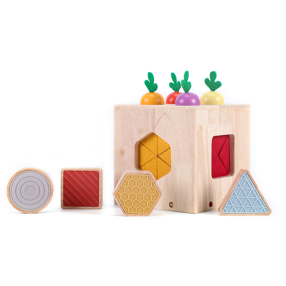 EDUsense Baby Wooden Silicone Touch Radish Blocks Color Recognition Box Toys Shape Matching Montessori Educational Toys
