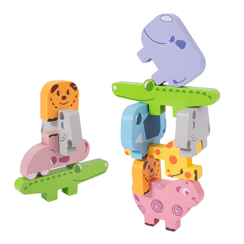 Wooden Animal Educational Construction Building Blocks for Baby-Stacking &amp; Balance Toys