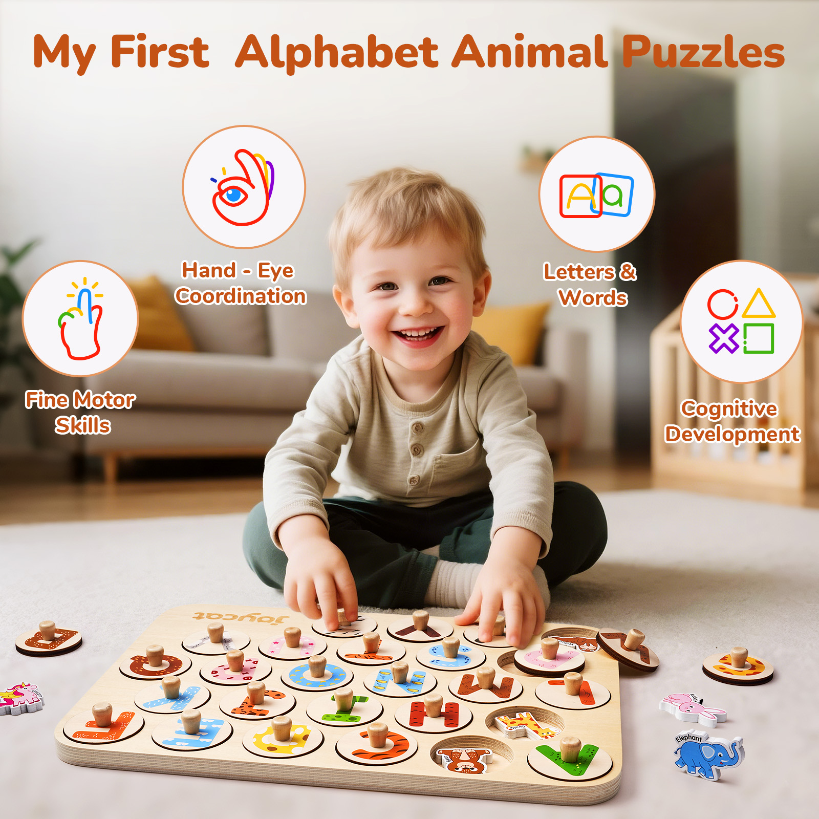 Joycat Matching Stacking Building Block Clock Sets 3D Puzzles Board Musical Figure Game Montessori Educational Toys for Kids