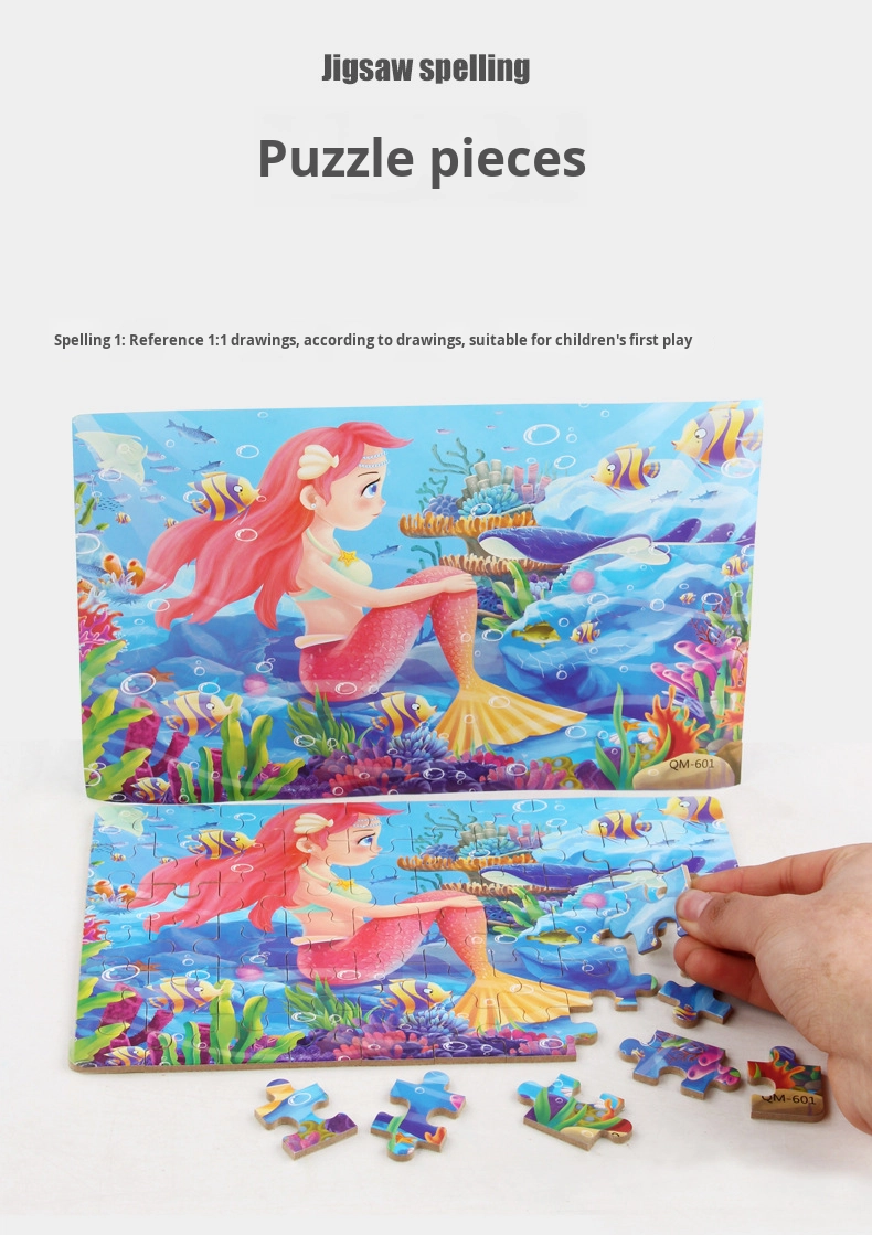 60-Piece Flat Puzzle for Children's Early Education Age 3-6 Iron Box Anime Cartoon Wooden Toys Made From Wood