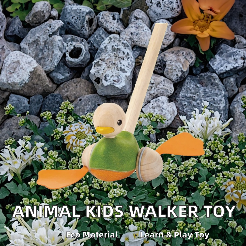 New Arrival Kids Wooden Pull-Toys &amp; Walkers Animal Hand Push Along Toddler Learning Toy Baby Walkers