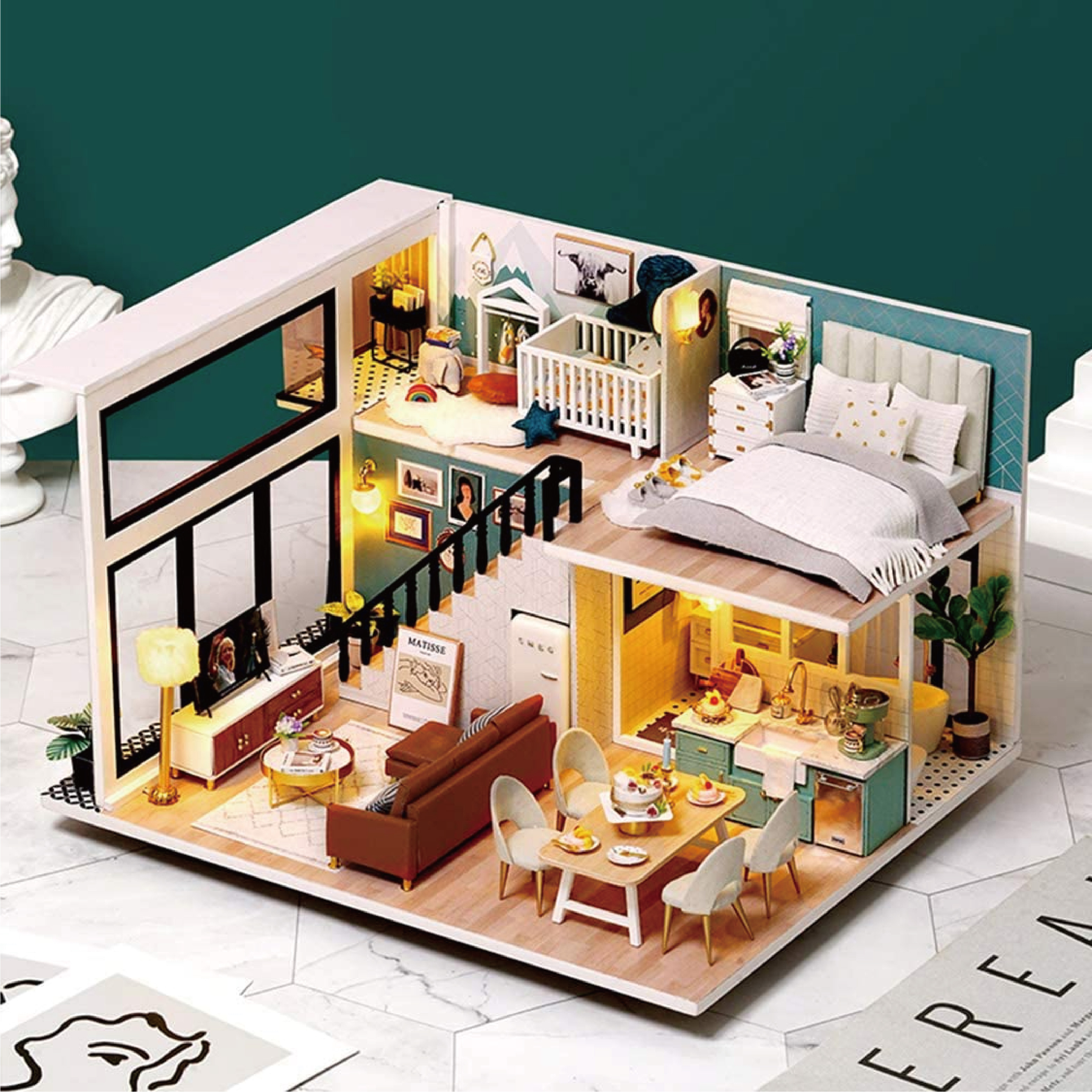 Factory Direct Selling Diy Miniatures 1:12 Wooden Kits Decoration Doll House Toy Educational Dollhouse Miniatures