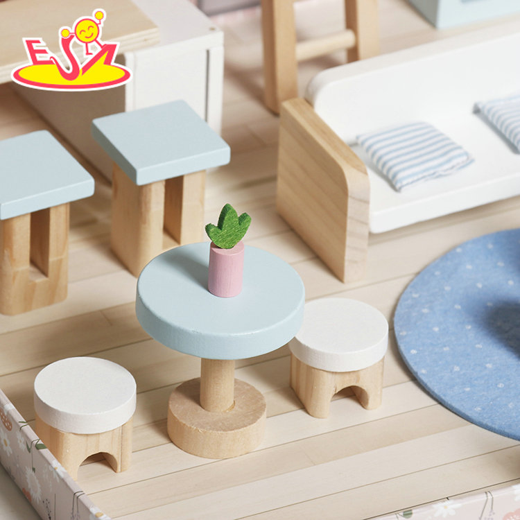 Floral Portable Suitcase Dollhouse Set with Mini Furniture and 2-Tier Living Space - All-in-One Travel Pretend Play Toy W06A651