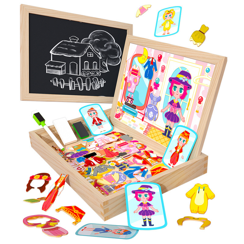 Wooden Dress up Dolls Girls Pretend Play Set Girls Fashion Toddlers Preschool Learning Toys Kids Birthday Gifts