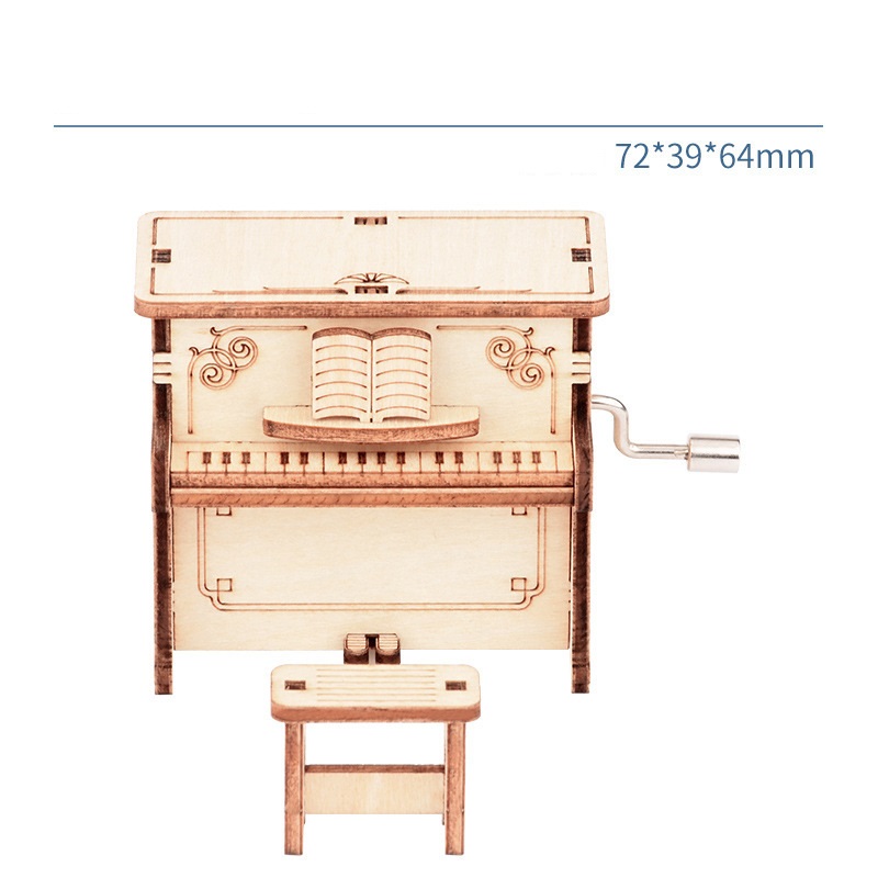 New Arrival DIY Music Box Wooden Model Puzzle Music Box Children's Birthday Gift Talent Development Toys