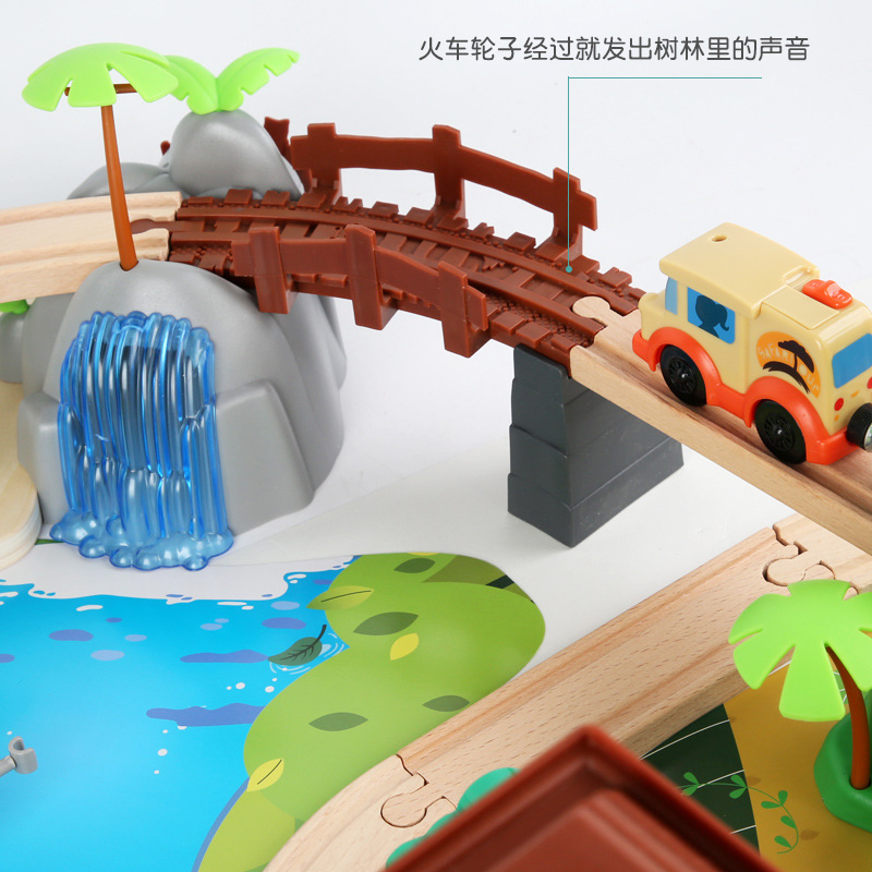 Wooden Education Train Track Sets Jungle Beech Wooden Track Toys Set