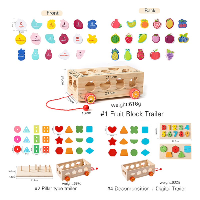 Baby Early Education and Intelligence Toy Wooden Multi-functional Color and Shape Cognitive Toy Multi-functional Matching Car